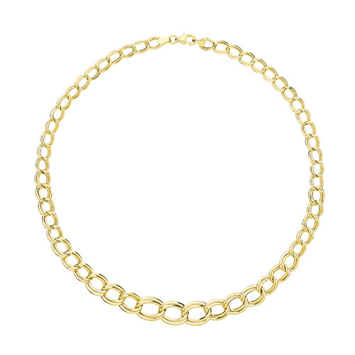 9Ct Gold Oval Open Double Link Necklet - NK404
