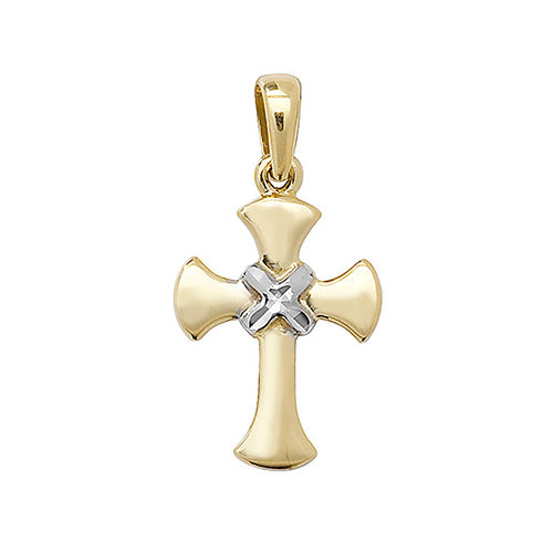 9ct Gold 2 Tone Cross Pendant PN086