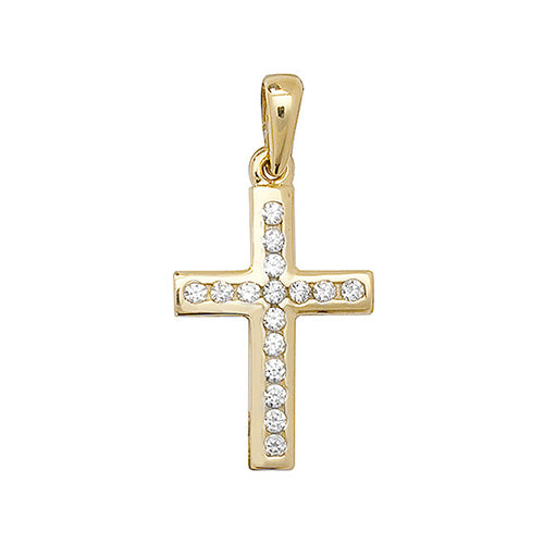 9ct Gold Cross Pendant with CZ Stones - PN088