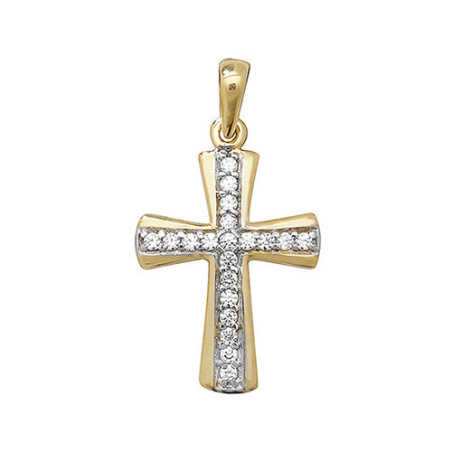 9ct Gold Cross Pendant with CZ Stones - PN089