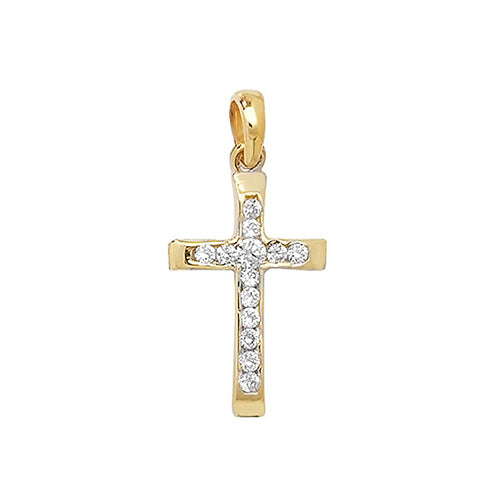 9ct Gold Cross Pendant with CZ Stones - PN090