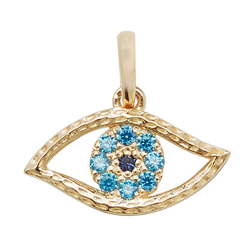 9ct Gold Blue Cz Evil Eye Pendant PN1003