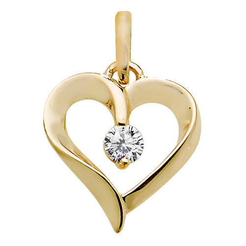 9ct Gold Heart Pendant with CZ Stone - PN1004