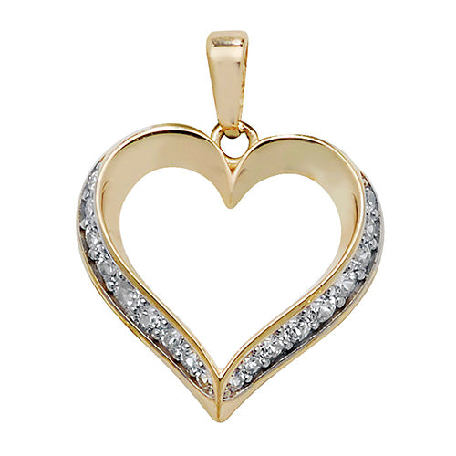 9ct Gold Heart Pendant with CZ Stones - PN1005