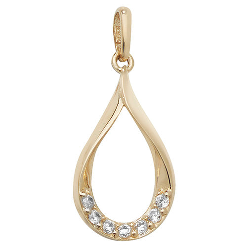 9ct Gold Cz Teardrop Pendant PN1012