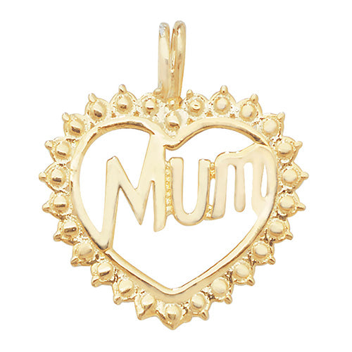 9ct Gold Heart Mum Pendant - PN1018