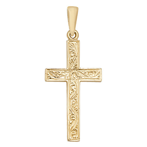 9ct Gold Patterned Cross Pendant PN1026