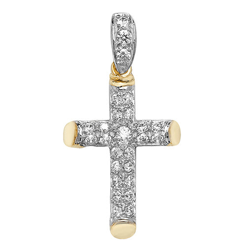 9ct Yellow Gold Cross with CZ stones