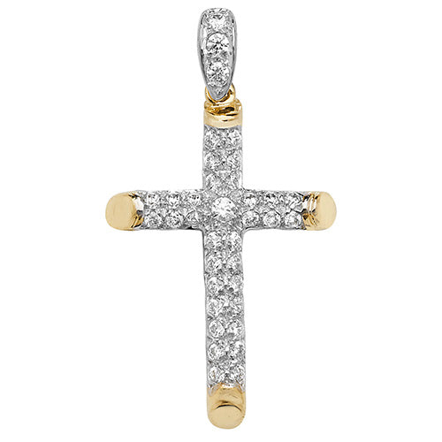 9ct Gold Cz Cross Pendant PN1031