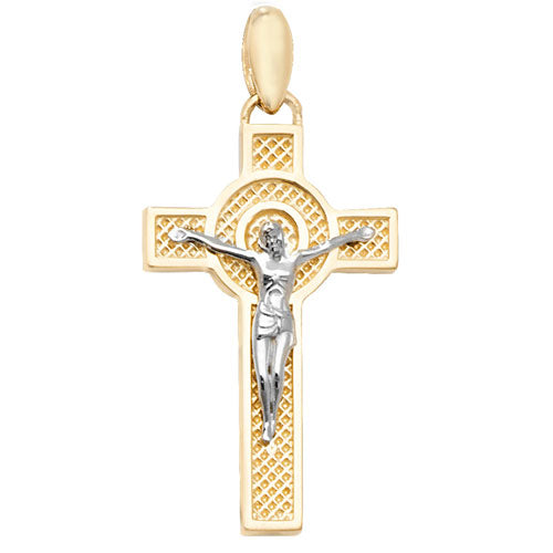 9ct Gold 2 Tone Crucifix Pendant PN1046