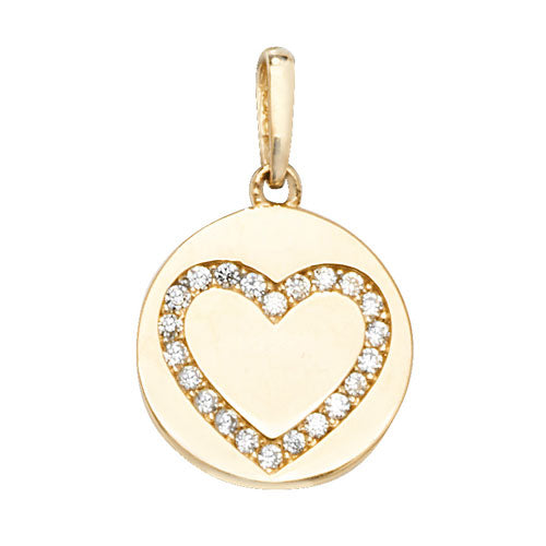 9ct Gold Heart Pendant with CZ Stones - PN1048