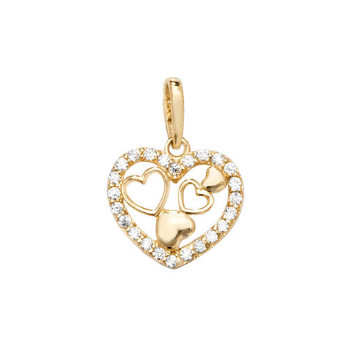 9ct Gold Cz Halo 4 Hearts Pendant PN1050