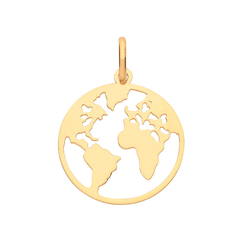 9ct Gold World Map Pendant PN1067