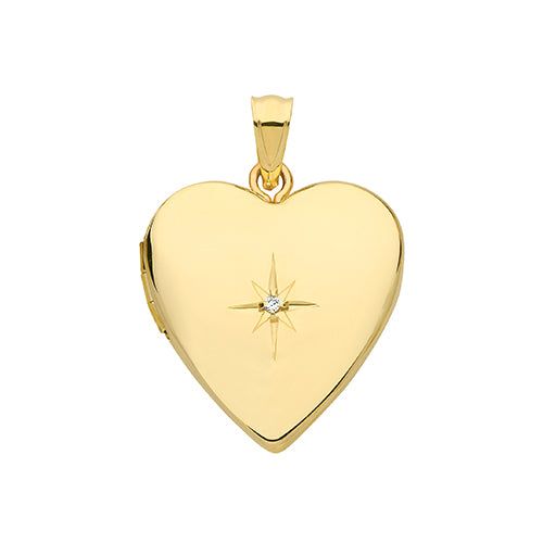 9ct Gold Heart Diamond Set Locket - PN1099D