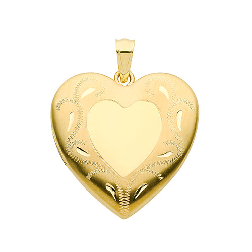 9ct Gold Engraved Heart Locket - PN1105