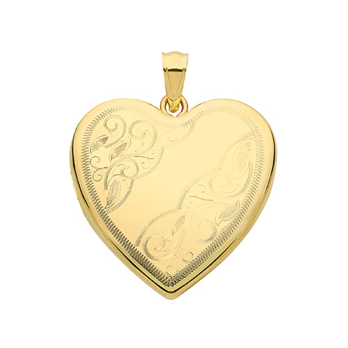 9ct Gold Engraved Heart Locket - PN1107