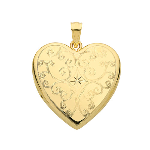 9ct Gold Engraved Heart Locket - PN1108