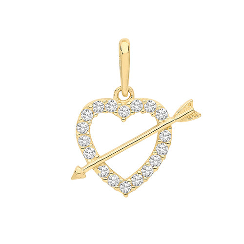 9c Gold Cz Heart and Arrow Pendant PN1132