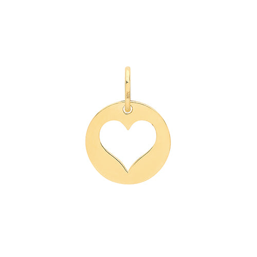 9c Gold Heart Round Pendant PN1134