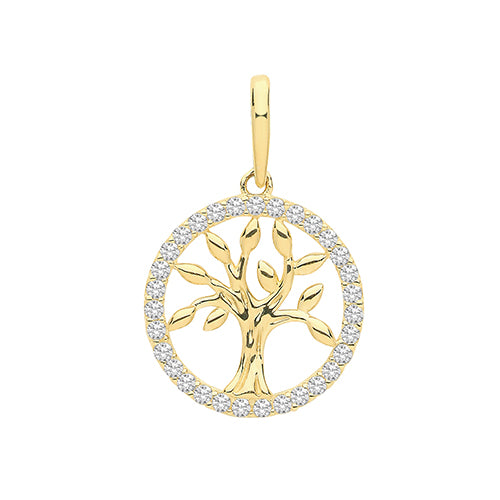 9ct Gold Cz Tree of Life Pendant PN1139