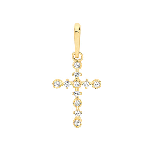 9ct Gold Cross Pendant with CZ Stones - PN1141