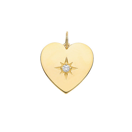 9ct Gold Cz Set Heart Pendant - PN1166