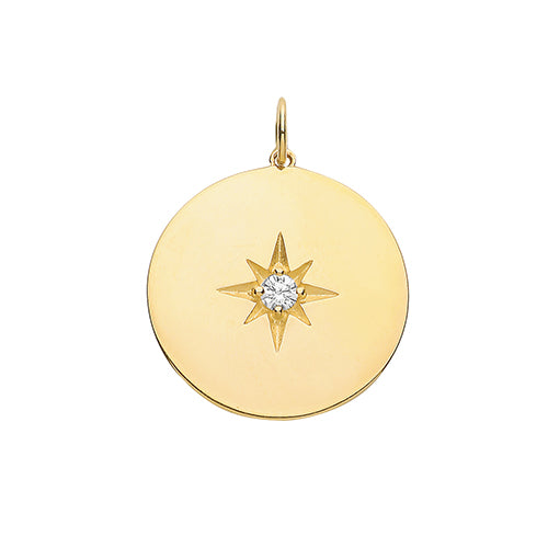 9ct Gold Cz Set Round Pendant - PN1169