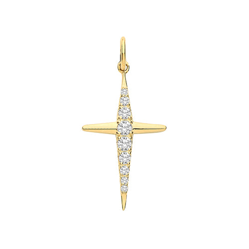 9ct Gold Cross Pendant with CZ Stones - PN1171