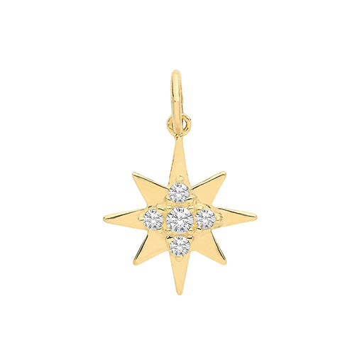 9ct Gold Cz Star Pendant - PN1174