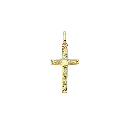 9ct Gold Engraved Cross Pendant - PN1210E