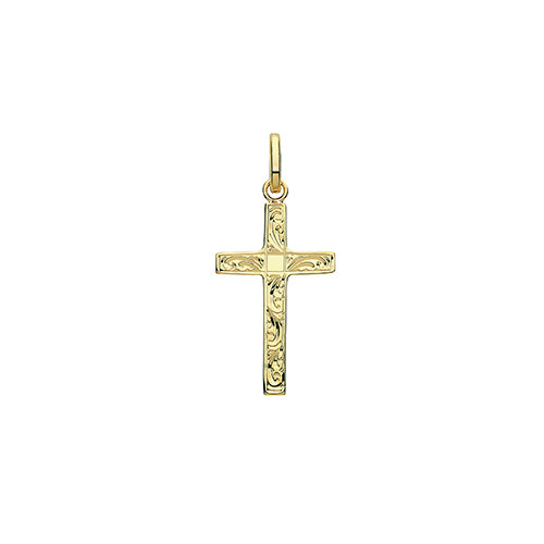 9ct Gold Engraved Cross Pendant - PN1210E