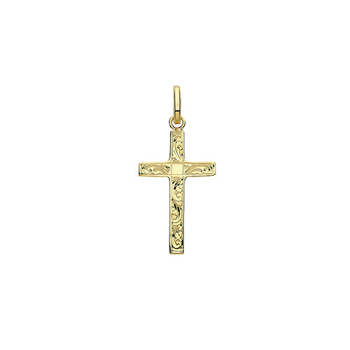 9ct Gold Engraved Cross Pendant PN1211E