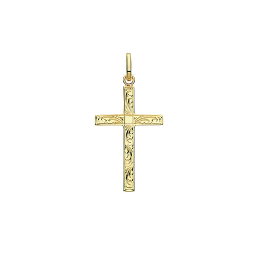 9ct Gold Engraved Cross Pendant - PN1210E