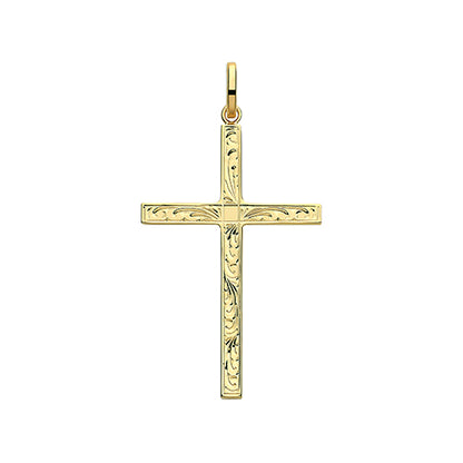 9ct Gold Engraved Cross Pendant - PN1210E