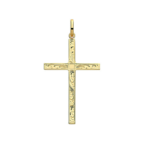 9ct Gold Engraved Cross Pendant PN1213E