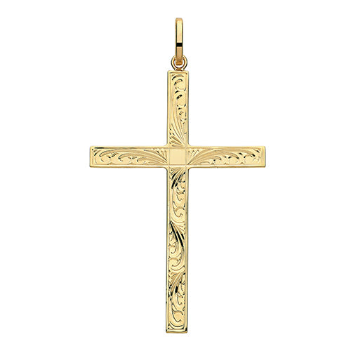 9ct Gold Engraved Cross Pendant PN1215E