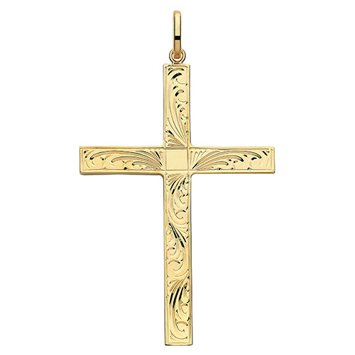 9ct Gold Engraved Cross Pendant PN1216E