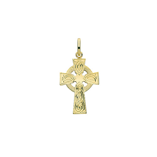 9ct Gold Celtic Engraved Cross Pendant PN1217CE