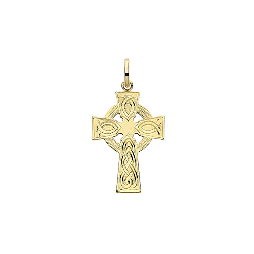 9ct Gold Celtic Engraved Cross Pendant PN1218CE
