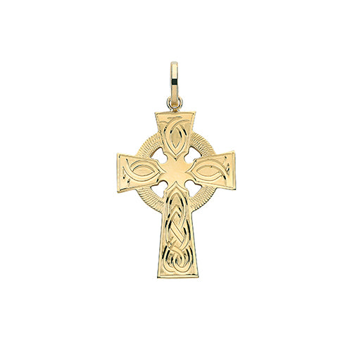 9ct Gold Celtic Engraved Cross Pendant PN1219CE