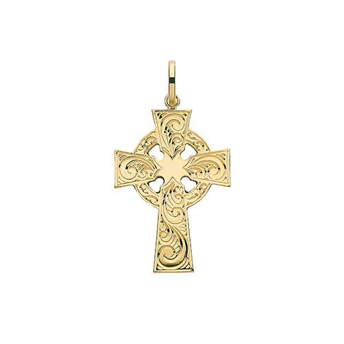 9ct Gold Engraved Cross Pendant PN1219E