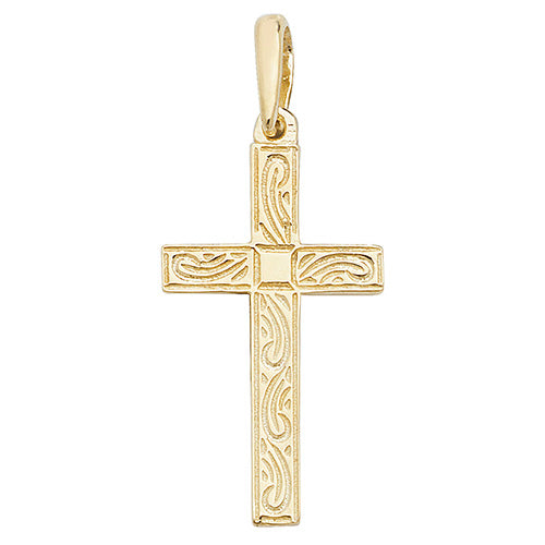 9ct Gold Engraved Cross Pendant PN121E