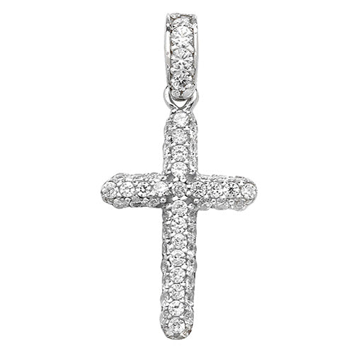 9ct White Gold Cz Cross Pendant PN180