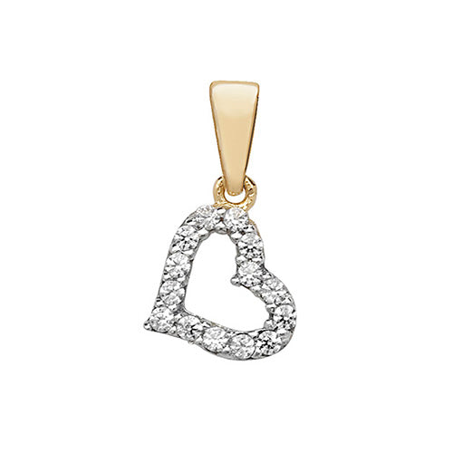 9ct Gold Cz Open Heart Pendant - PN182