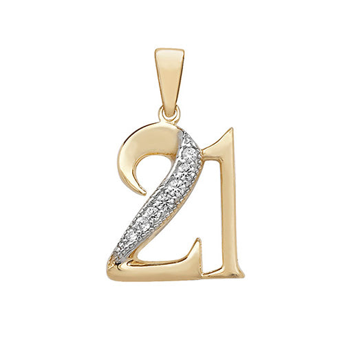 9ct Gold Cz 21st Birthday Pendant - PN188