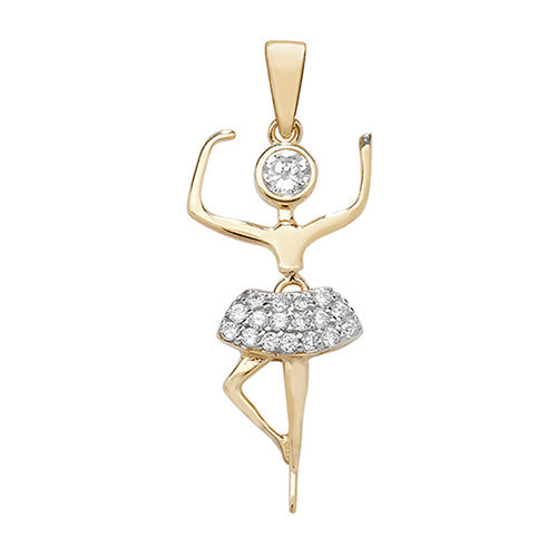 9ct Gold Cz Ballerina Pendant - PN191