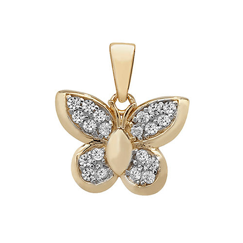 9ct Gold Cz Butterfly Pendant - PN194