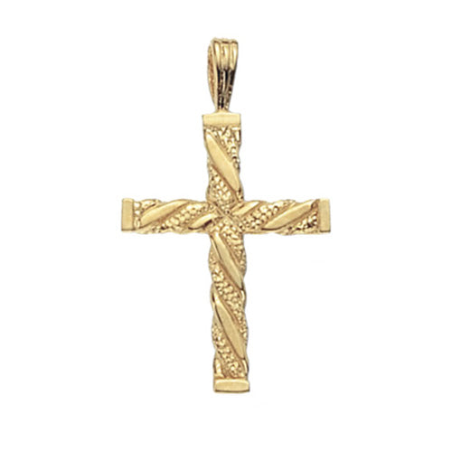 9ct Gold Patterned Cross Pendant - PN441