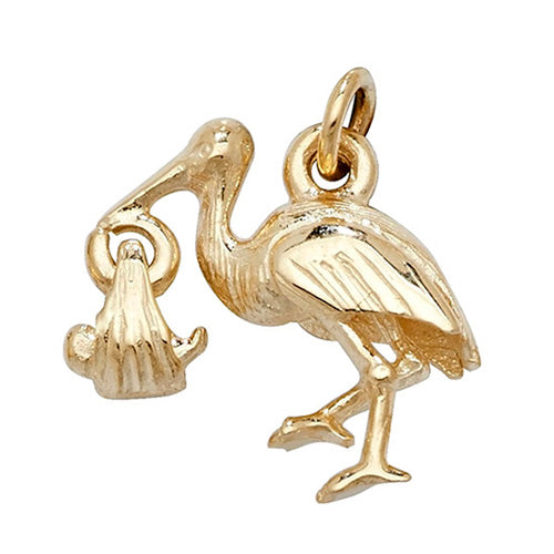 9ct Gold Stork and Baby Pendant - PN480