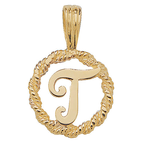 9ct Gold Initial Round Pendant - PN525